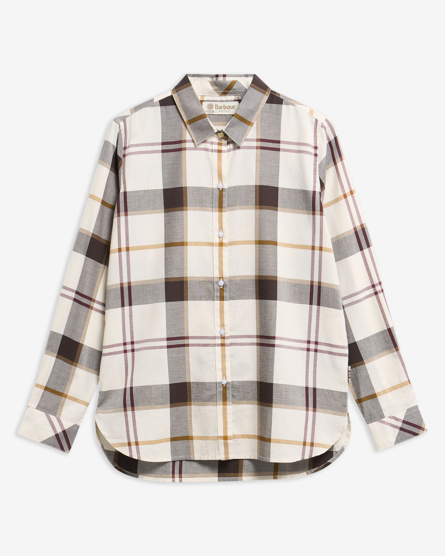 Moorland Relaxed Long-Sleeved Shirt Ecru Muted Tartan
