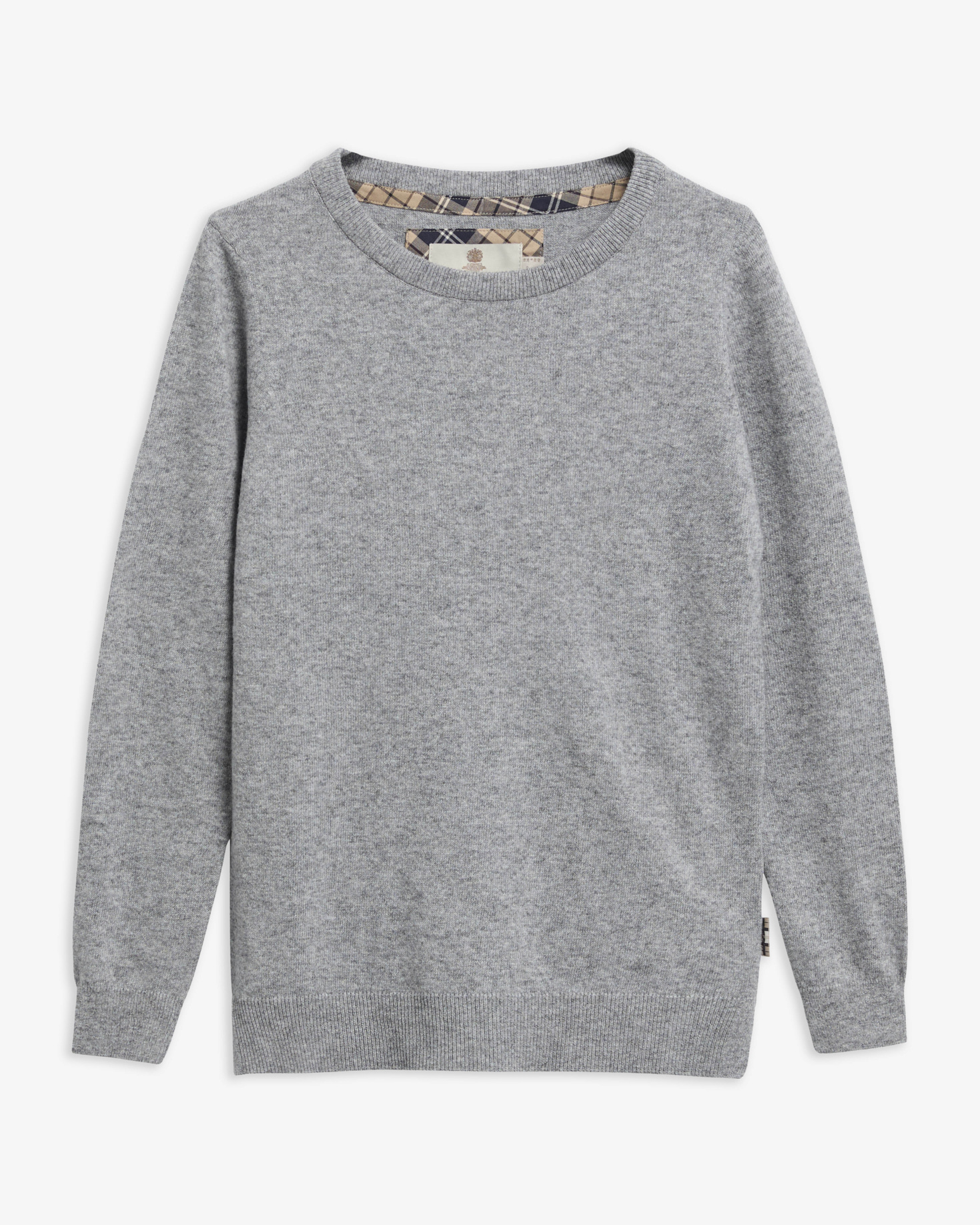 Felpa Pendle Crew Knit Grey Marl/Birchwood Tartan