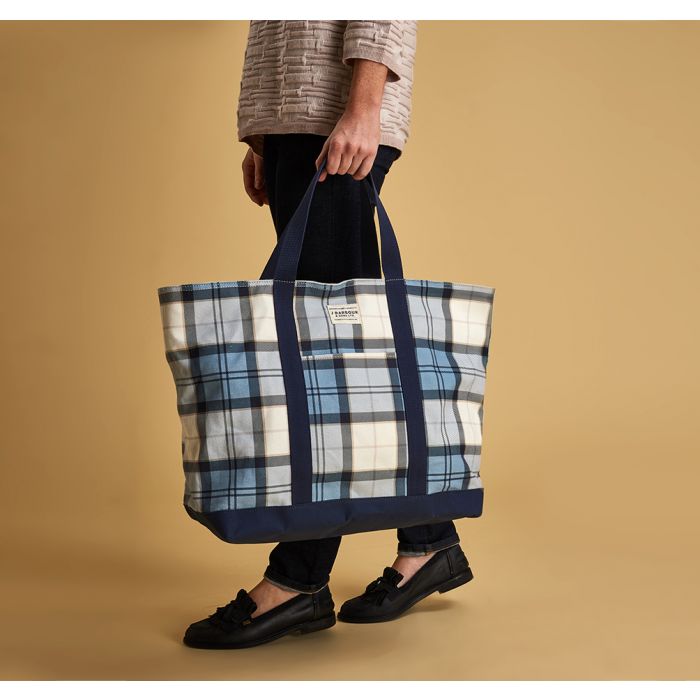 barbour tartan tote bag